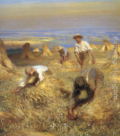 Harvesting the Sheaves painting - Sir George Clausen Harvesting the Sheaves art painting